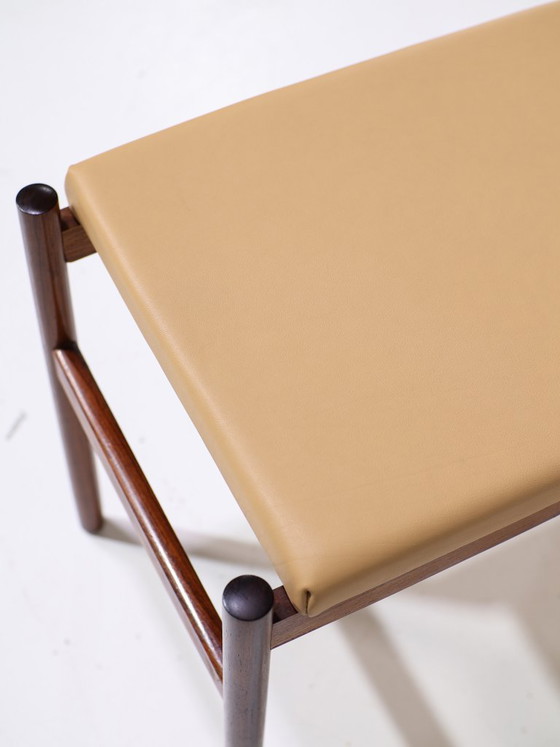 Image 1 of Bankje kruk Spøttrup palissander leer Deens vintage