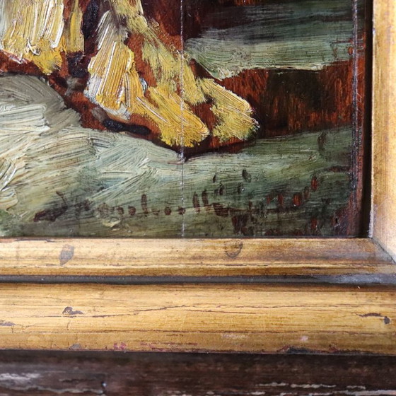 19th Century Oil Painting on Board, Gallant Scene, Signed – Paintings & Drawings, Wood (photo 3 of 13)