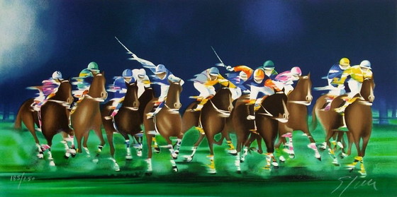 Image 1 of Litografia firmata da Victor SPAHN durante una partita di polo a La Baule, 1995.