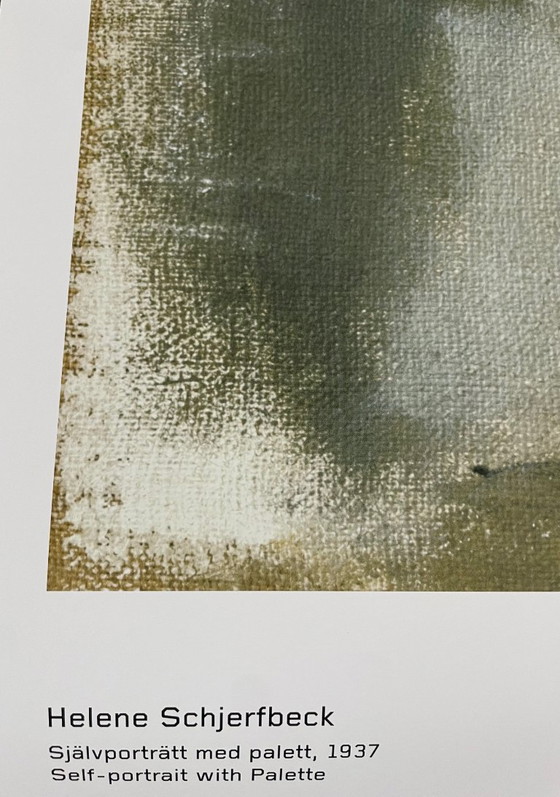 Image 1 of Helene Schjerfbeck, Självporträtt med palett, 1937, copyright Schjerfbeck...2021, Impreso en Suecia