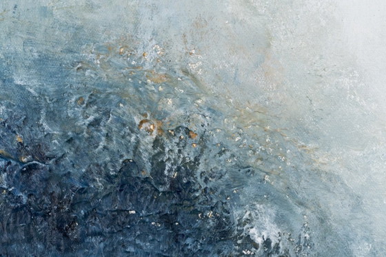 Original Framed Blue Abstract Landscape Painting, Textured Acrylic on Canvas - A Detour (photo 17 of 17)
