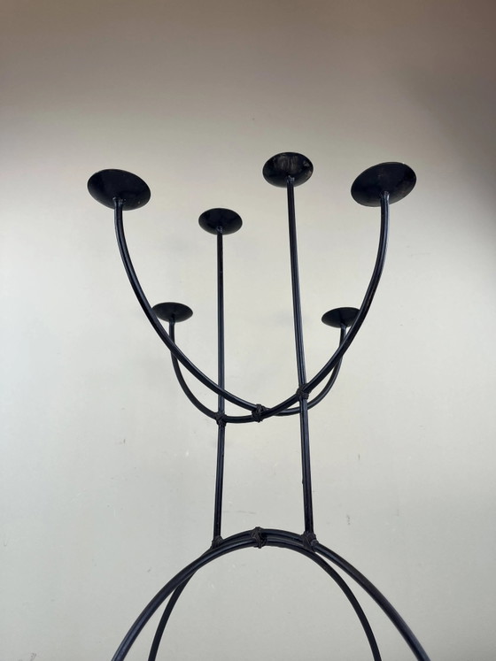 Sculpturale kroonluchter van smeedijzer – Kandelaars en kaarsen, Iron, Bauhaus (photo 10 of 15)