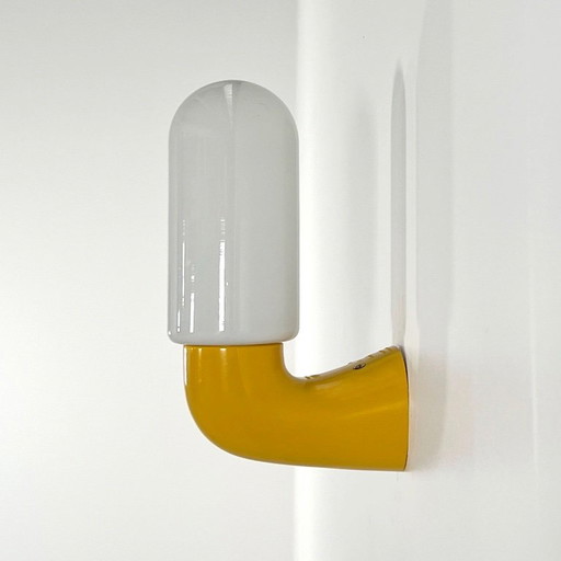 Yellow Wall Lamp in Glass & Plastic from Dietsche Germany, 1980s