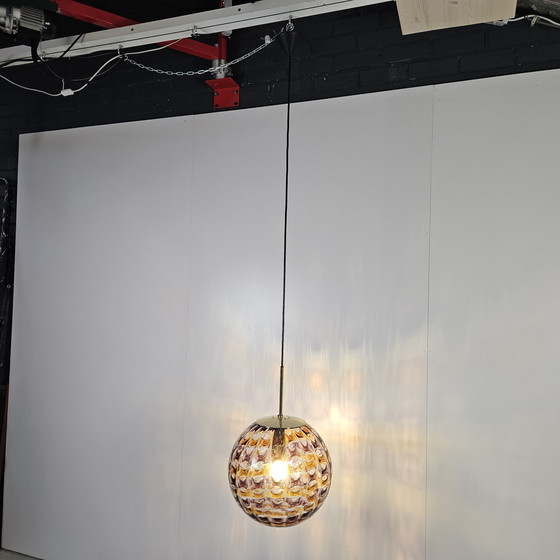 Image 1 of Lampada a sospensione vintage italiana in vetro