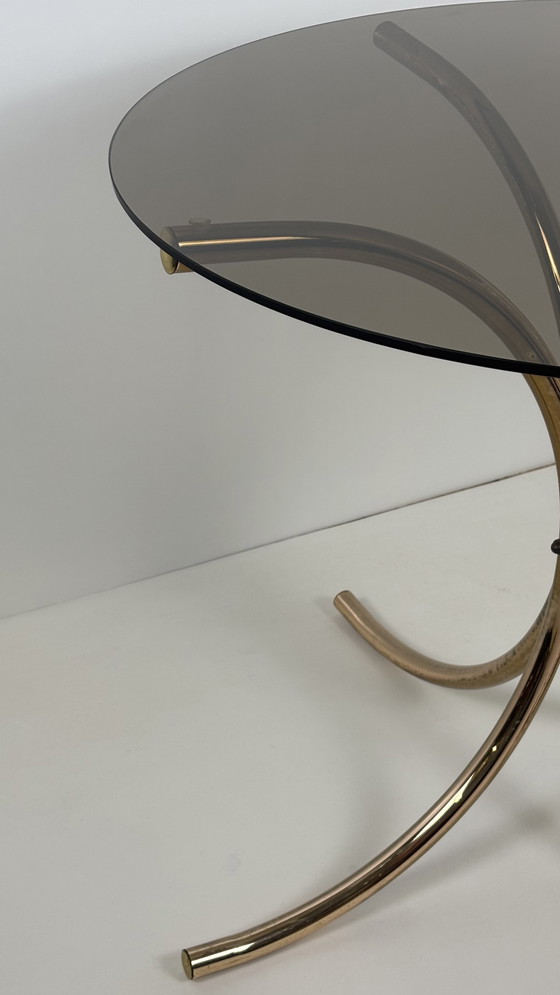 Image 1 of Gastone Rinaldi design vintage dining table round brass/glass