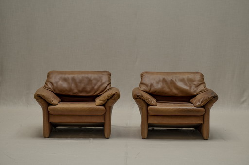 Set Of Two Hans Kaufeld Leather Easy Chairs