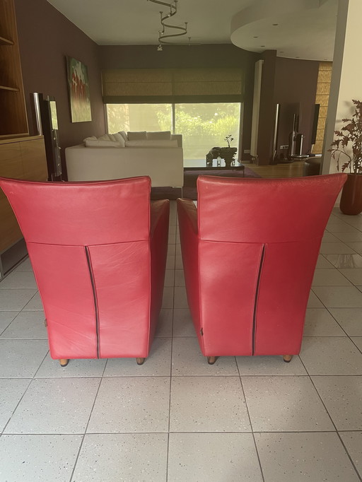 2 Montis stoelen (modèle Poker) Rood Leder
