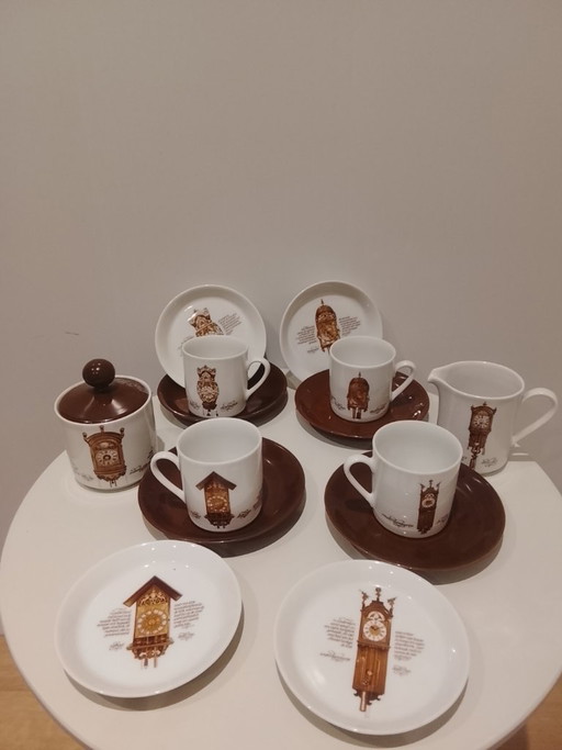 `Vintage Mitterteich Coffee Set - Clock Motif - - Bavarian Porcelain`