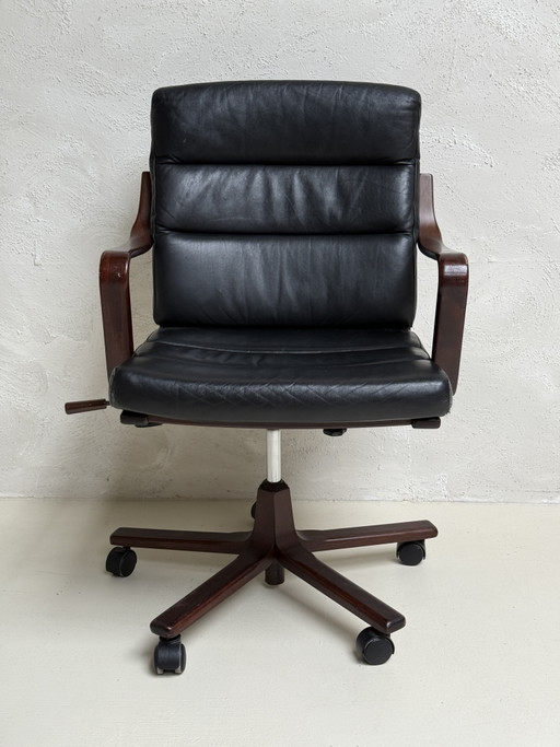 Sedia da ufficio vintage Möbel Svezia | Pelle – WK Möbel, draaistoelen, Wood, Leather (photo 2 of 6)