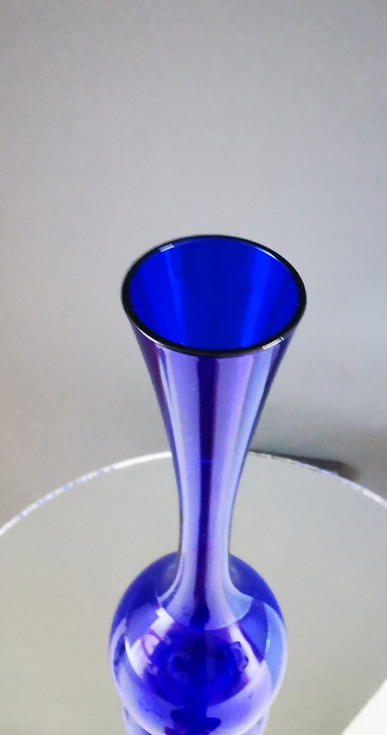 Image 1 of Gullaskruf Blue Bulb Vase 1960