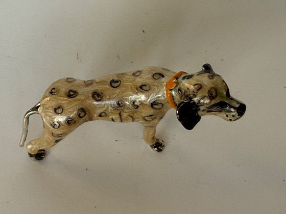 Image 1 of Chien setter Saturno en argent massif émaillé