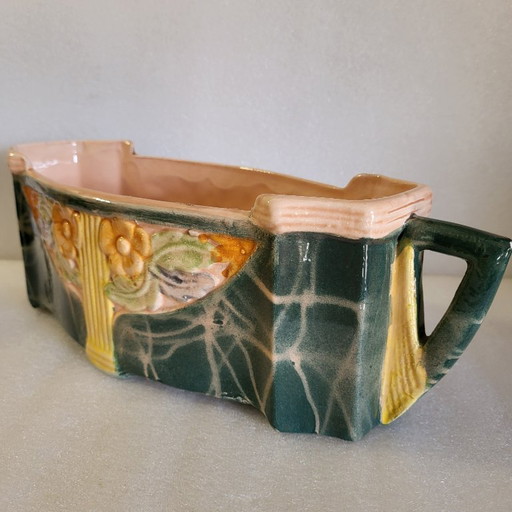Polychromer Art-Deco-Pflanzkübel, Keramik und Engobe, 192, Frankreich