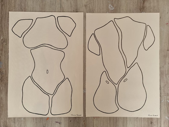 Image 1 of Frances Eckhardt - A2 frame with artwork Hand-painted figurative body no. 2