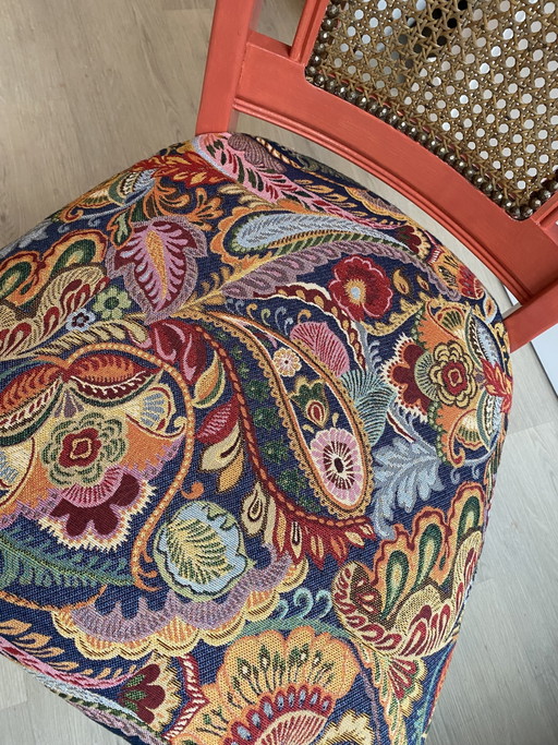 4 Koraal Kleurige Stoelen Met Paisley Print – eetkamerstoelen, Textile, Wood (photo 2 of 5)