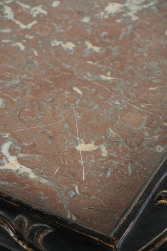Image 1 of Schitterende niet veel voorkomende kleurrijke antieke Chinese 19e eeuwse houten sidetable/ opiumtafel met een marmeren blad