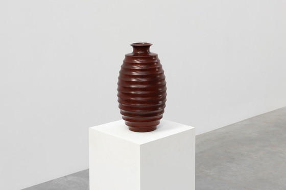 Image 1 of Grote Franse gedraaide houten vaas in Art Deco stijl, ca. 1925