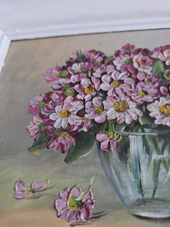 Tableau vintage bouquet de fleurs signé Girardot – Objets d'art, Wood, Canvas (photo 2 of 5)