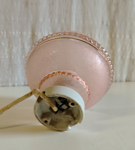 Lampadario Art Déco in porcellana e vetro rosa - Metà del XX secolo – Plafoniere, Glass (photo 7 of 8)
