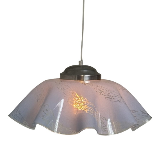 Image 1 of Lampe vintage en forme de jupe/mouchoir - Suspension - Verre - Grand modèle