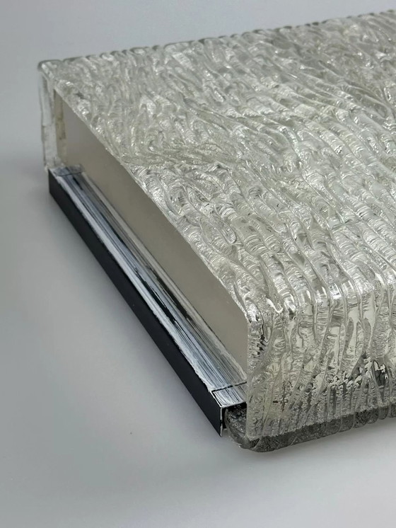 Image 1 of Lampada da soffitto in vetro ghiacciato anni '60-'70 di Kaiser Leuchten Germania
