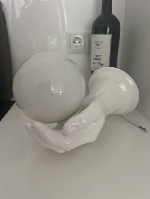 Leola leuchte keramieken hand met bol jaren 70