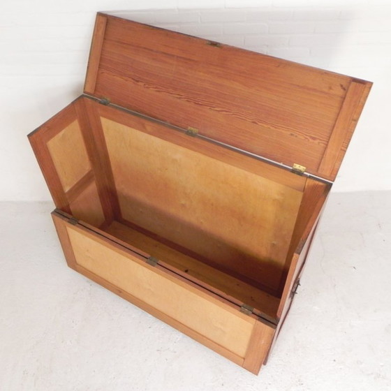 Pine school chart cabinet, architect's cabinet, map cabinet, 1930s, Storage cabinet, Wood, Brown (photo 6 of 25)