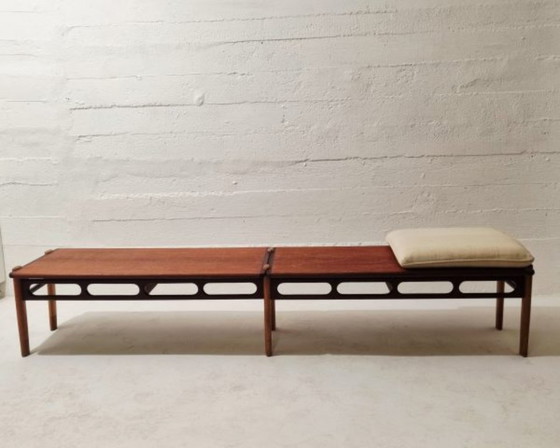 Large bench 1950s - William Watting Scanflex | Mid-Century Modern Design Furniture, Benches, Wood, Brown (photo 9 of 10)