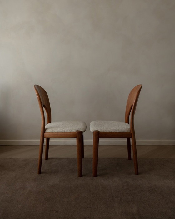 Image 1 of Vintage Danish Teak Dining Chairs (Pair) | Model Morten by Niels Koefoed for Koefoed’s Hornslet | Original Upholstery