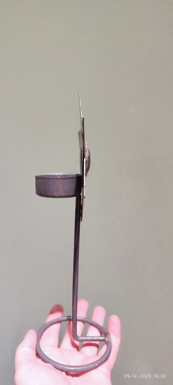 Image 1 of bougeoir vintage, porte-bougie chauffe-plat, étoile de Noël faite main