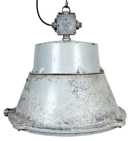 Lámpara colgante industrial de aluminio fundido polaco de Mesko, década de 1970