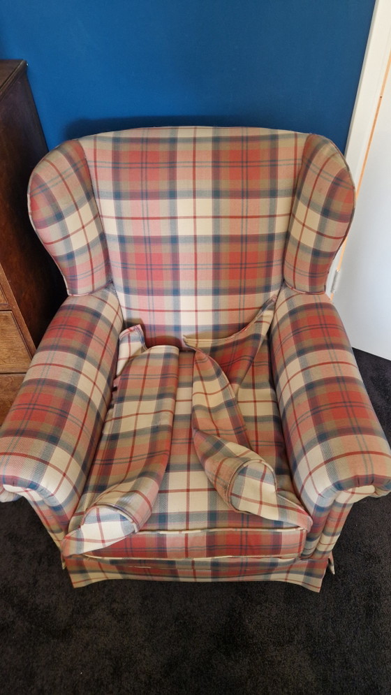 Image 1 of Classic Wingback Armchair with Scottish Tartan | Country Style Armchair