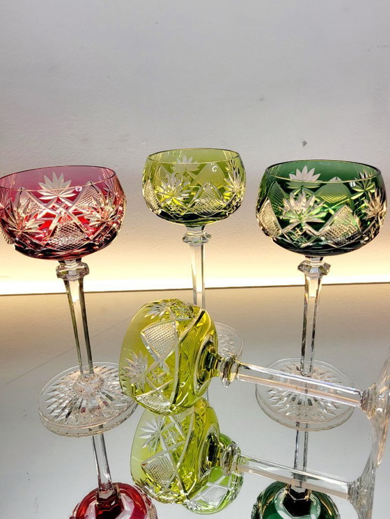 Image 1 of Set of 4 Val Saint Lambert "Berncastel" No. 204 Roemer glasses – hand-cut crystal – Belgium, 1905