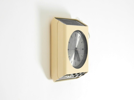 Original 1970s UNIVERSUM Wall Clock with Radio by Adriano Rampoldi for Quelle Versand Germany – Made in Italy