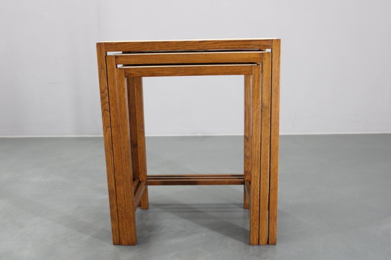 Image 1 of 1940er Art Deco Nisttische mit Opaxglasplatte, Tschechoslowakei