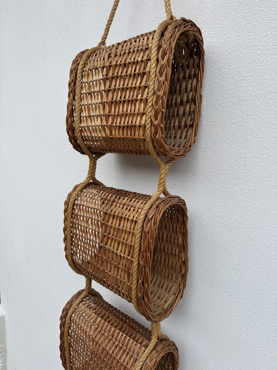 Servitore sospeso in vimini rattan anni '60 – Decorazioni murali (photo 10 of 13)