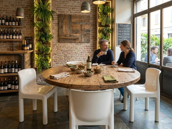 Image 1 of 1970s Kartell Model 4875 Chairs by Carlo Bartoli, White Color, Set of 3