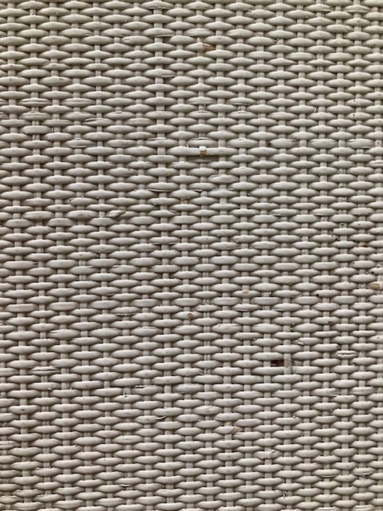 Image 1 of Vintage gebroken wit rotan, bamboe ladekast, jaren 80