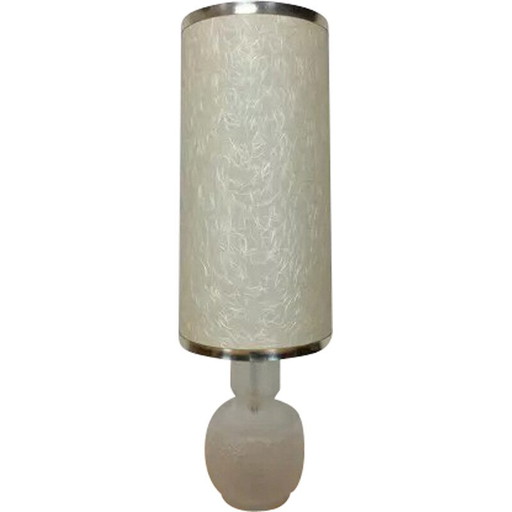 Lámpara de pie vintage de cristal blanco con 2 luces, 1970