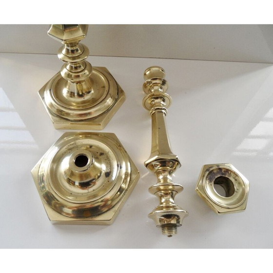 Image 1 of Pair of vintage candlesticks in solid gilded bronze