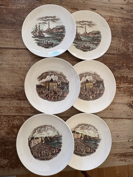 Image 1 of Título: Platos de porcelana fina de Richard Ginori - Colección "Paisajes italianos"