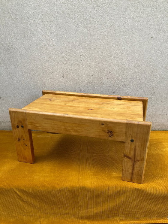 Image 1 of Vintage coffee table in solid pine - rustic Brutalist design