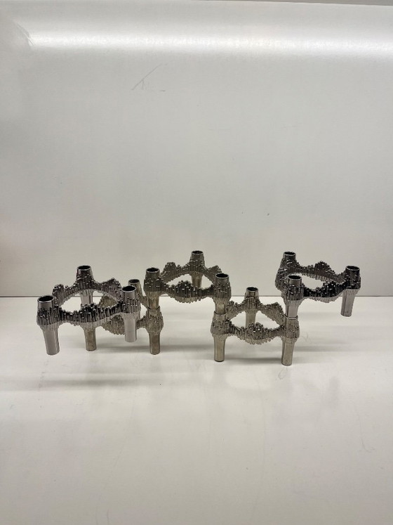 Image 1 of Lot 4 bougeoirs "Quist" Stoff Nagel design modulaire chrome empilable vintage