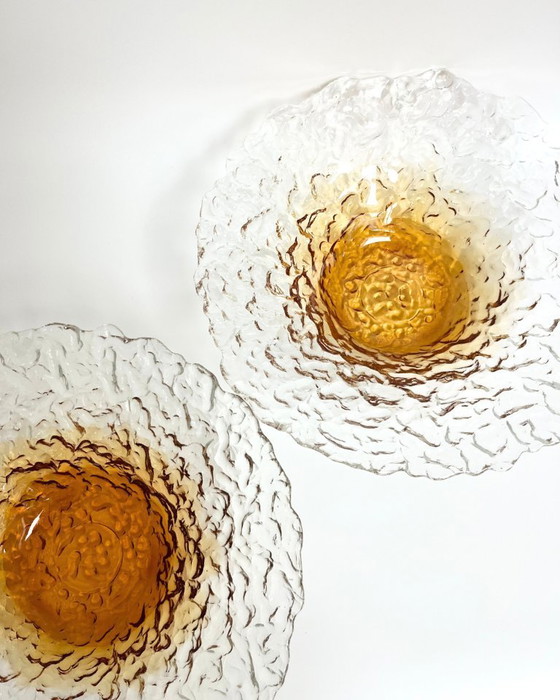 Image 1 of Set of 2 vintage textured glass bowls