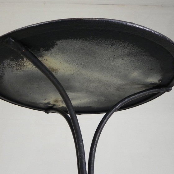 Image 1 of Bistro table with cast iron legs and round steel top, 1930s