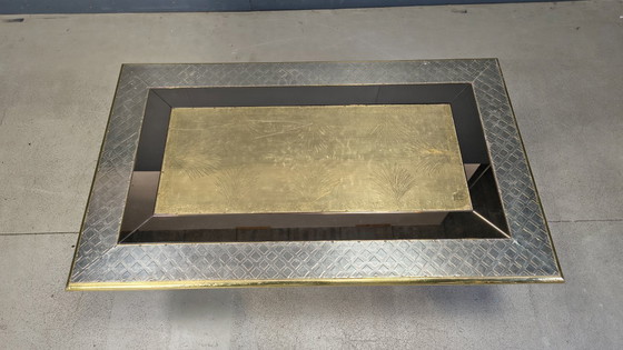 Image 1 of Gony Nava etched brass coffee table, 1970s