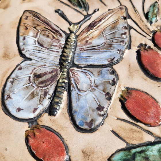 Image 1 of Cornice da parete in ceramica a forma di farfalla, Rusha Art, anni '60-'70