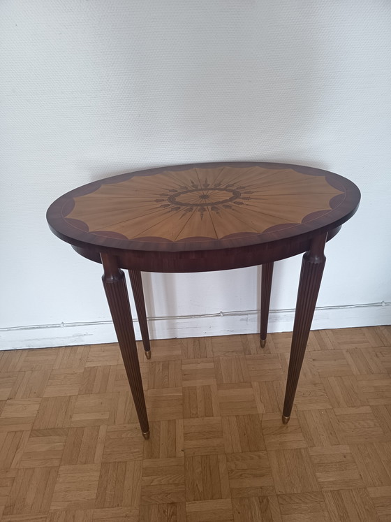 Image 1 of Mesa auxiliar: Excepcional mesa de pedestal Maitland-Smith Prestige – Marquetería artística