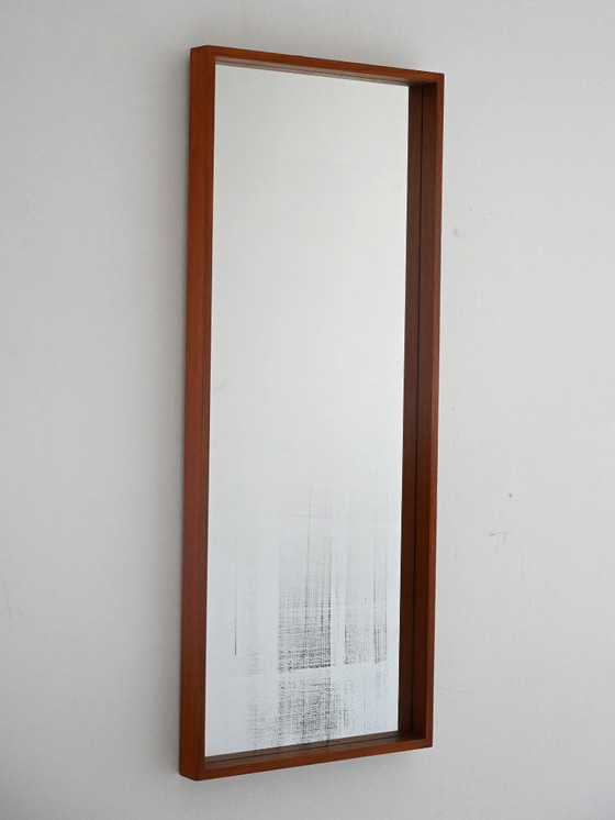 Image 1 of 1970s Scandinavian Minimalist Wall Mirror in Teak