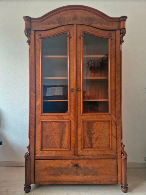 Antique display cabinet circa 1880, walnut, Louis-Philippe – vitrinekasten, Wood
