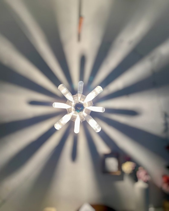 Vintage chrome steel flower Wall light, 70s, Space Age, Michel Boyer, Oxam, Metal, Silver (photo 5 of 6)